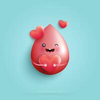 Blood with group droplets. blood type. cute happy healthy smiling blood drop character for medical apps, websites and hospital. vector design.