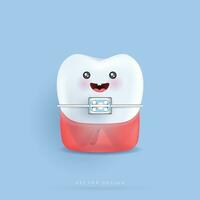 Orthodontic dentistry. alignment of the bite of teeth, dentition with braces, dental braces. healthy lifestyle and dental care. medical apps, websites and hospital. vector. vector