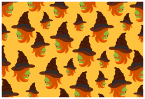 Halloween Witch Head Pattern Background png