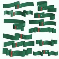 turkmenistan flag ribbon banner vector set