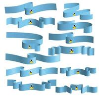 saint lucia flag ribbon banner vector set