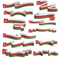 oman flag ribbon banner vector set