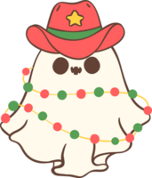 Noël cow-boy fantôme, kawaii dessin animé main dessin png