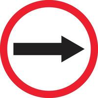 Go to the right traffic sign . Go right by the Arrows road sign vector