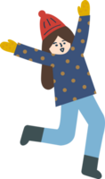 A girl is jumping in the winter png