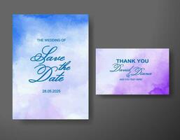 Wedding invitation with abstract watercolor background vector