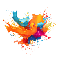 Ai generated colorful paint splashes on a transparent background png