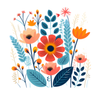 ai gerado floral ilustração com flores e folhas png