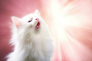 Close-up of cute cat gazing at something with beautiful bokeh background, Generative AI photo