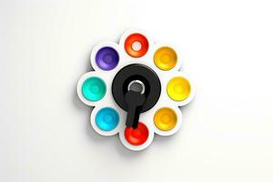 Abstract technology digital keyhole ,high tech multicolor button, Generative AI photo