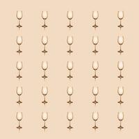 Seamless pattern of empty wine glasses on beige background. photo