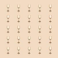 Seamless pattern of empty wine glasses on beige background. photo