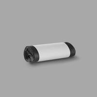 Roll of garbage bags isolated on a gray background. On the roll white copy space. photo