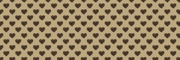 Seamless pattern of Hearts isolated on beige background. Coffee beans are poured in the shape of hearts. photo
