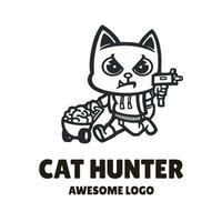 gato cazador logo vector