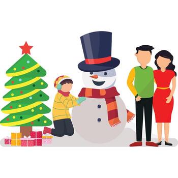 contento familia edificio monigote de nieve cuales lata fácilmente modificar o editar vector