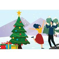 People celebrate christmas and new year Which Can Easily Modify Or Edit vector