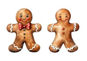 Gingerbread watercolor clipart illustration with isolated background. AI Generative png