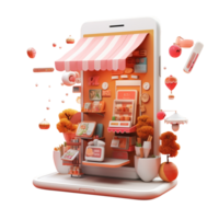 online boodschappen doen op te slaan Aan mobiel telefoon grafisch online boodschappen doen vitrine digitaal op te slaan Aan mobiel telefoon scherm online boodschappen doen advertentie ontwerp online boodschappen doen vlak ontwerp ai gegenereerd png