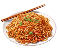 Chow mein png Nudeln png Chinesisch gebraten Chow mein png Hähnchen Chow mein png Chinesisch Chow mein png asiatisch Chow mein png Chow mein transparent Hintergrund ai generiert