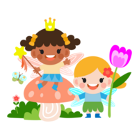 little fairy clipart, Cute beautiful little winged fairies png