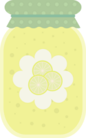 Jar of jam or juice with lemon slices label, object, icon in flat style png