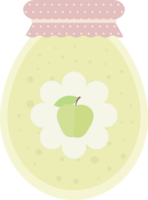 Jar of jam or juice with apple label, icon flat png