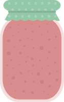 Transparent glass jar with homemade preserve in flat png