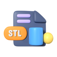 STL File Extension 3D Illustration Icon