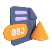 OBJ File Extension 3D Illustration Icon png