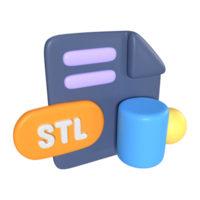 STL File Extension 3D Illustration Icon png