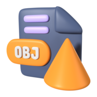 OBJ File Extension 3D Illustration Icon png