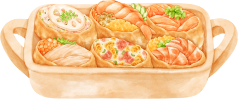 japonês Comida Inari Sushi aguarela ilustração png