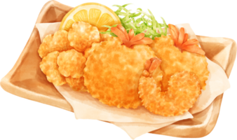 Watercolor Japanese food. Tempura png