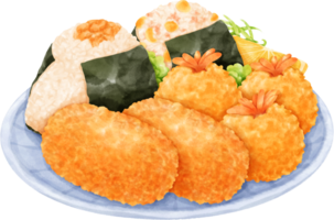 Watercolor Japanese food. png