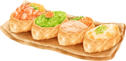 Inari sushi Watercolor Hand painted png