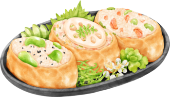 Watercolor inari sushi png