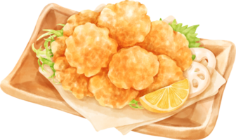 acuarela karaage japonés frito pollo png