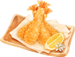 Watercolor Tempura Japanese food png