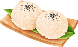 Watercolor Japanese Sushi Balls png