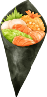 aquarelle temaki Sushi main rouleau Sushi illustration png