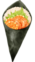 Temaki Sushi Hand rollen Sushi Aquarell Gemälde png