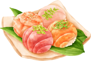 Sushi palle acquerello illustrazione png