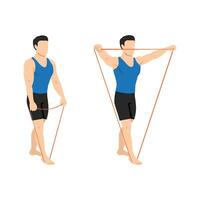 Man doing lateral raises with resistance band exercise. vector