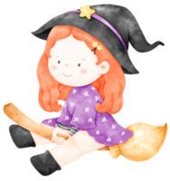 Watercolor halloween witch png