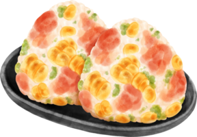 Watercolor Rice Balls png