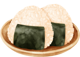 onigiri arroz bolas aguarela ilustração png