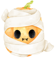 watrecolor halloween pumpkin mummy png