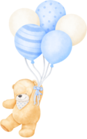 Teddy bear with balloons illustration png