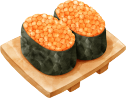 Watercolor Sushi with Caviar png